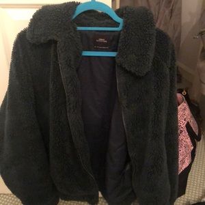 Urban Outfitters Dark Green Teddy Jacket Size S